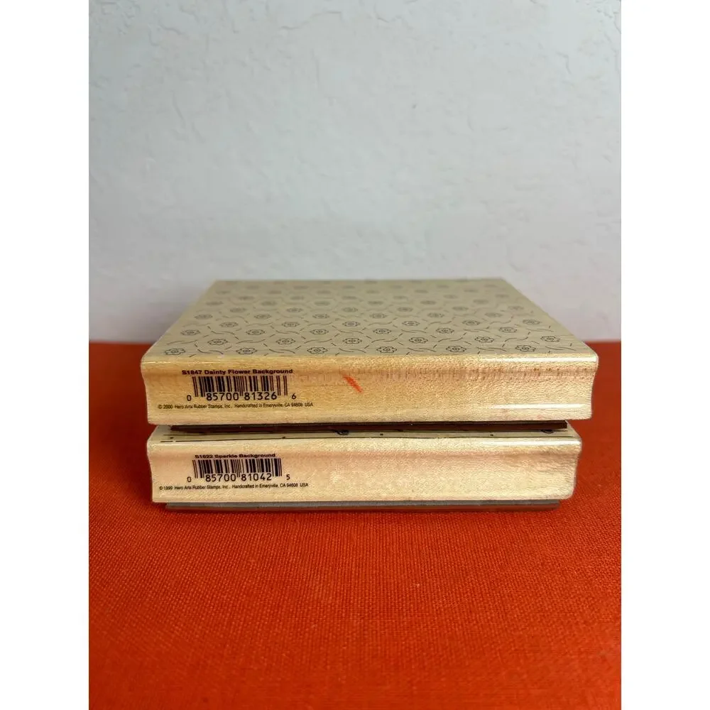 Vtg Rubber Stamps Hero Arts Sparkle & Dainty Flower Background Set of 2 Preowned
